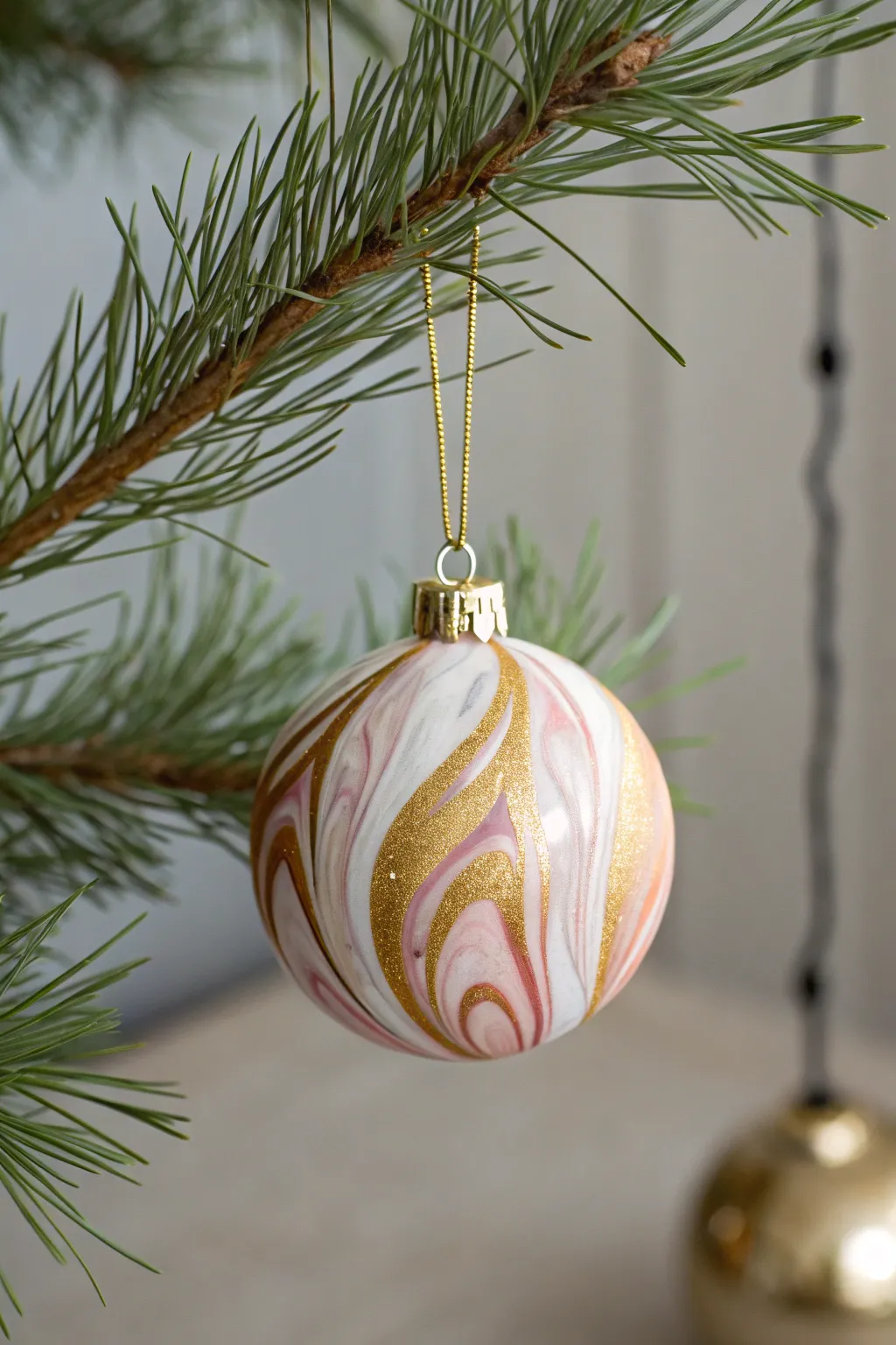 Elevate your holiday decor with the elegance of marbled ornaments.