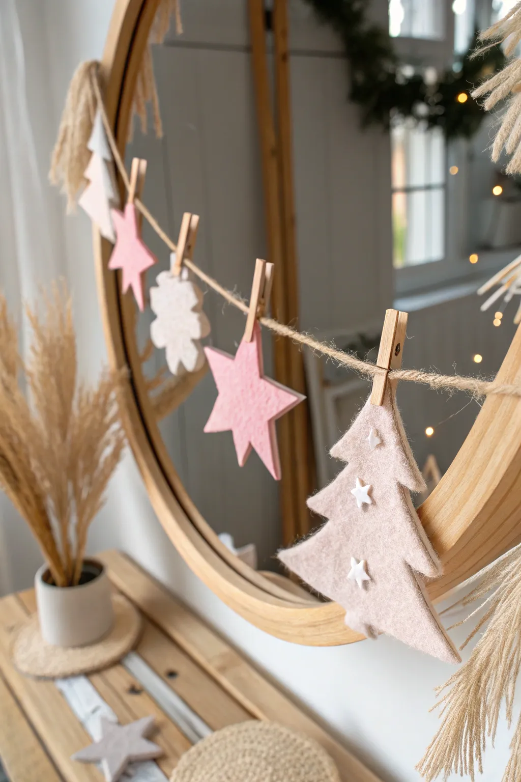 Add a touch of handcrafted charm to your holiday decor with this delightful miniature garland. Perfect for those who love simplicity and elegance!