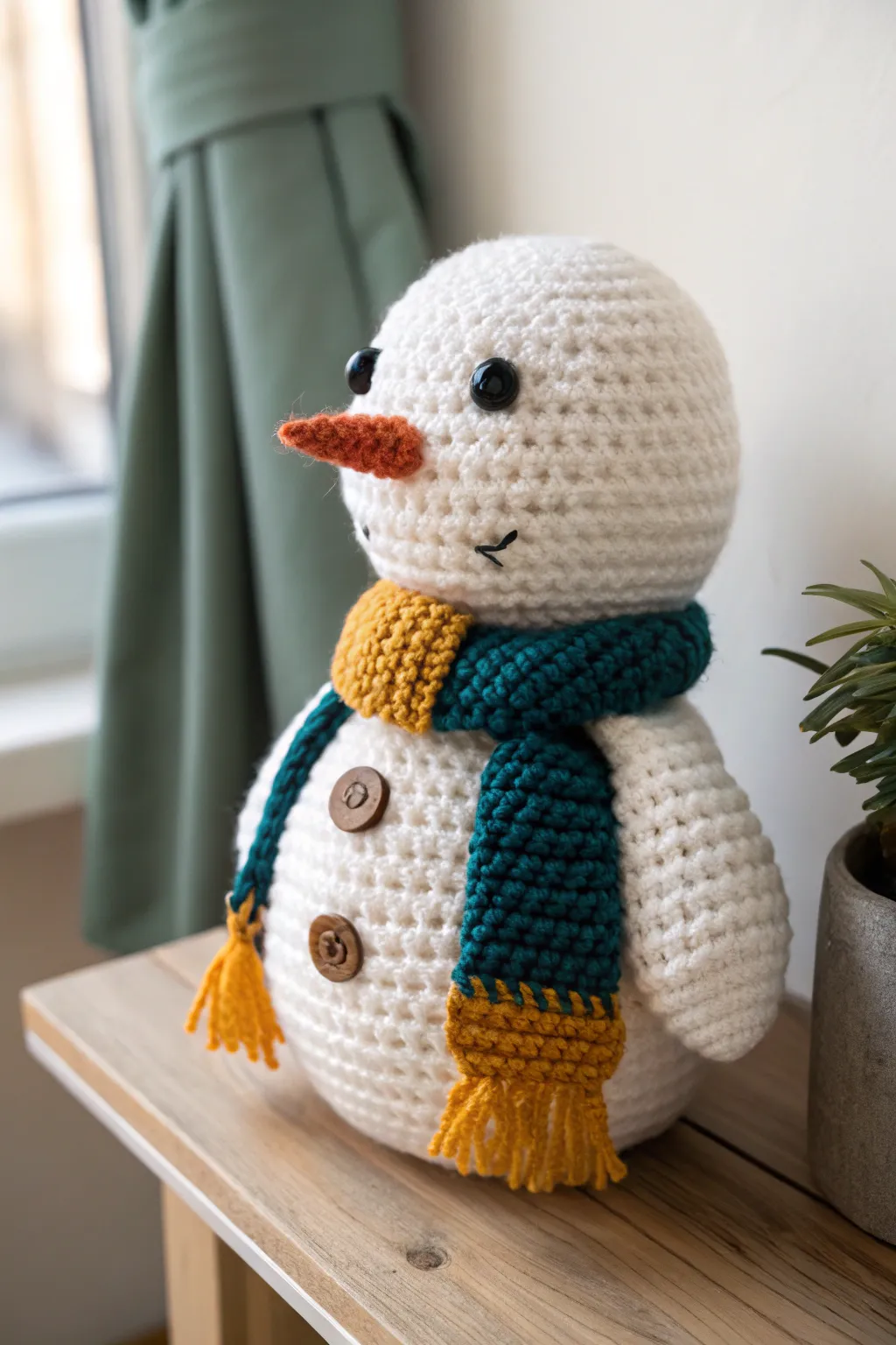 Charming crochet snowman: a perfect blend of simplicity and boldness for your holiday decor.