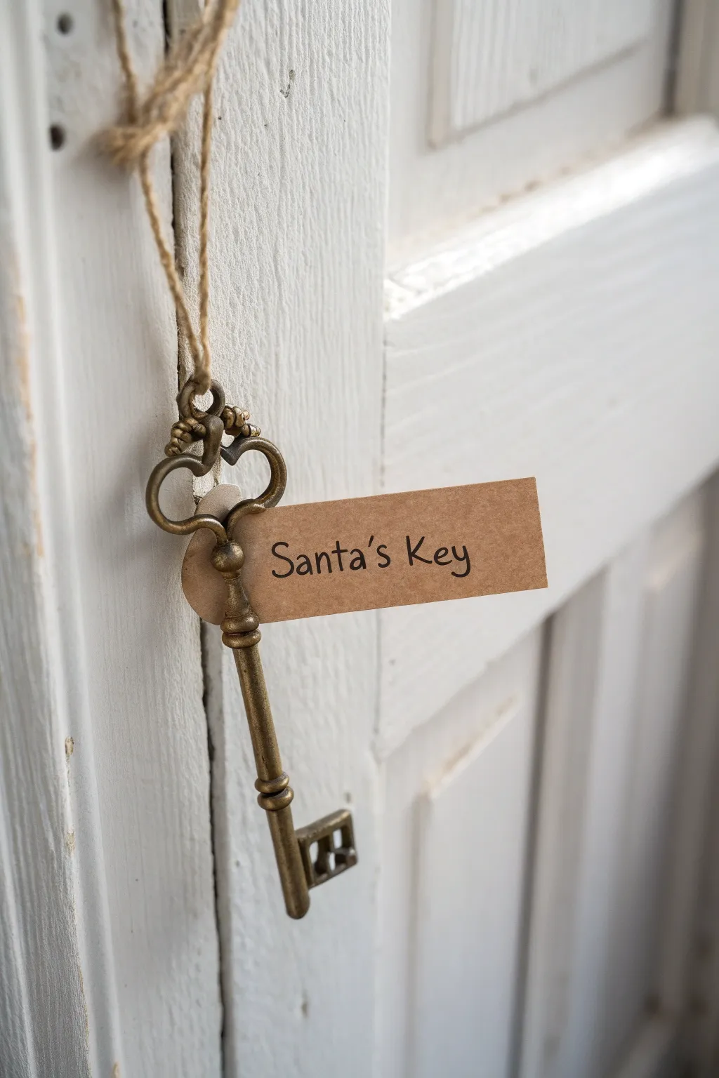 Unlock the magic of Christmas with Santa's special key – the perfect door hanger for chimney-less homes.