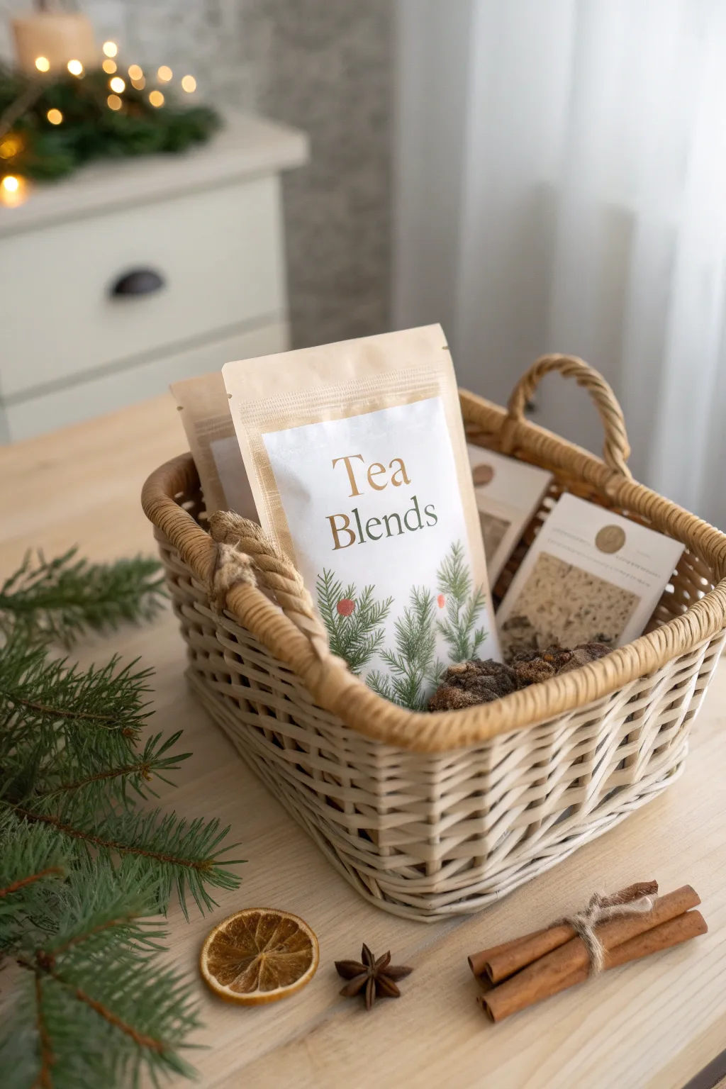 Discover the soothing essence of the holidays with these beautifully packaged seasonal tea blends. Perfect for a cozy Christmas Eve basket.