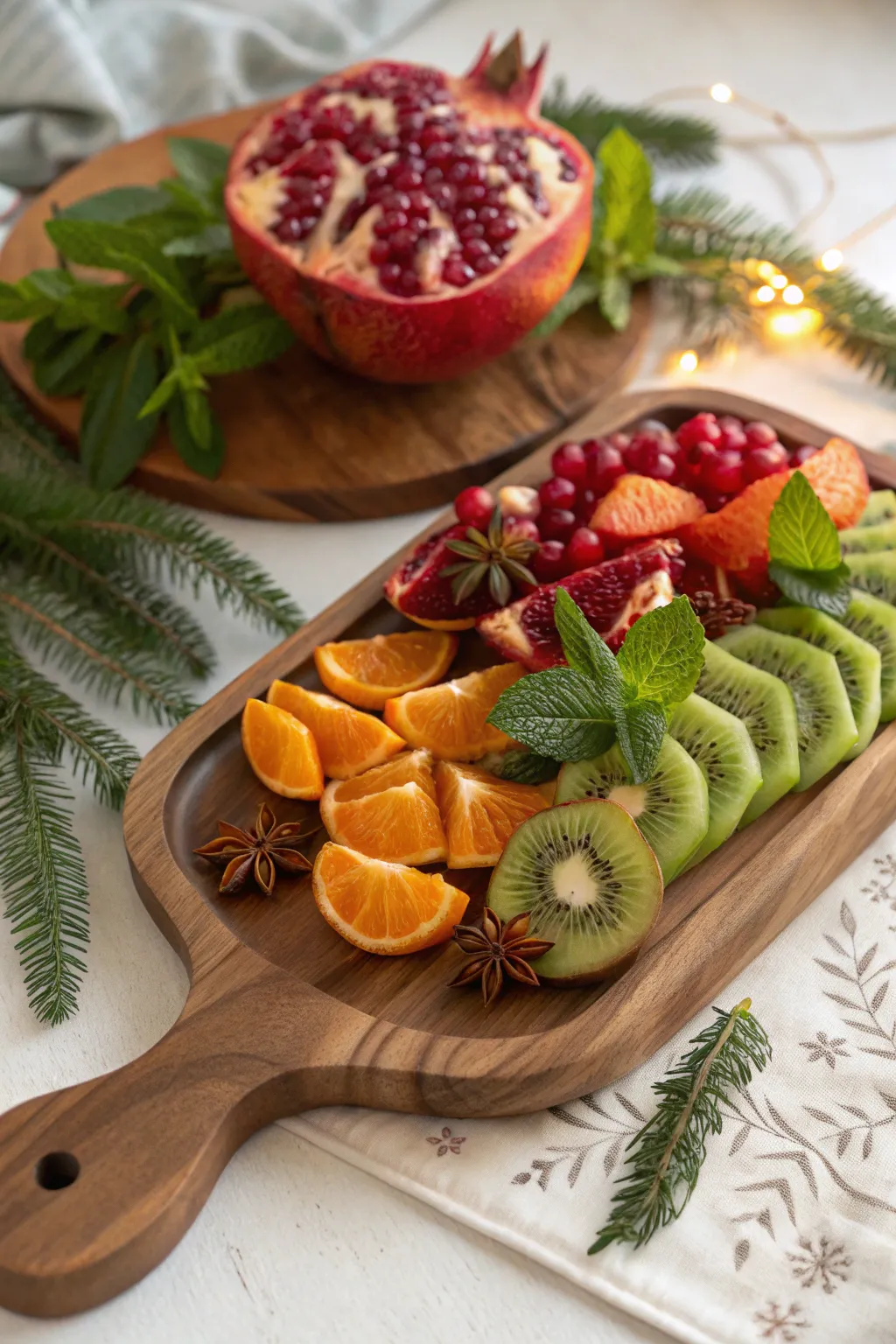 Elevate your holiday table with a minty fresh fruit platter that's as beautiful as it is delicious!