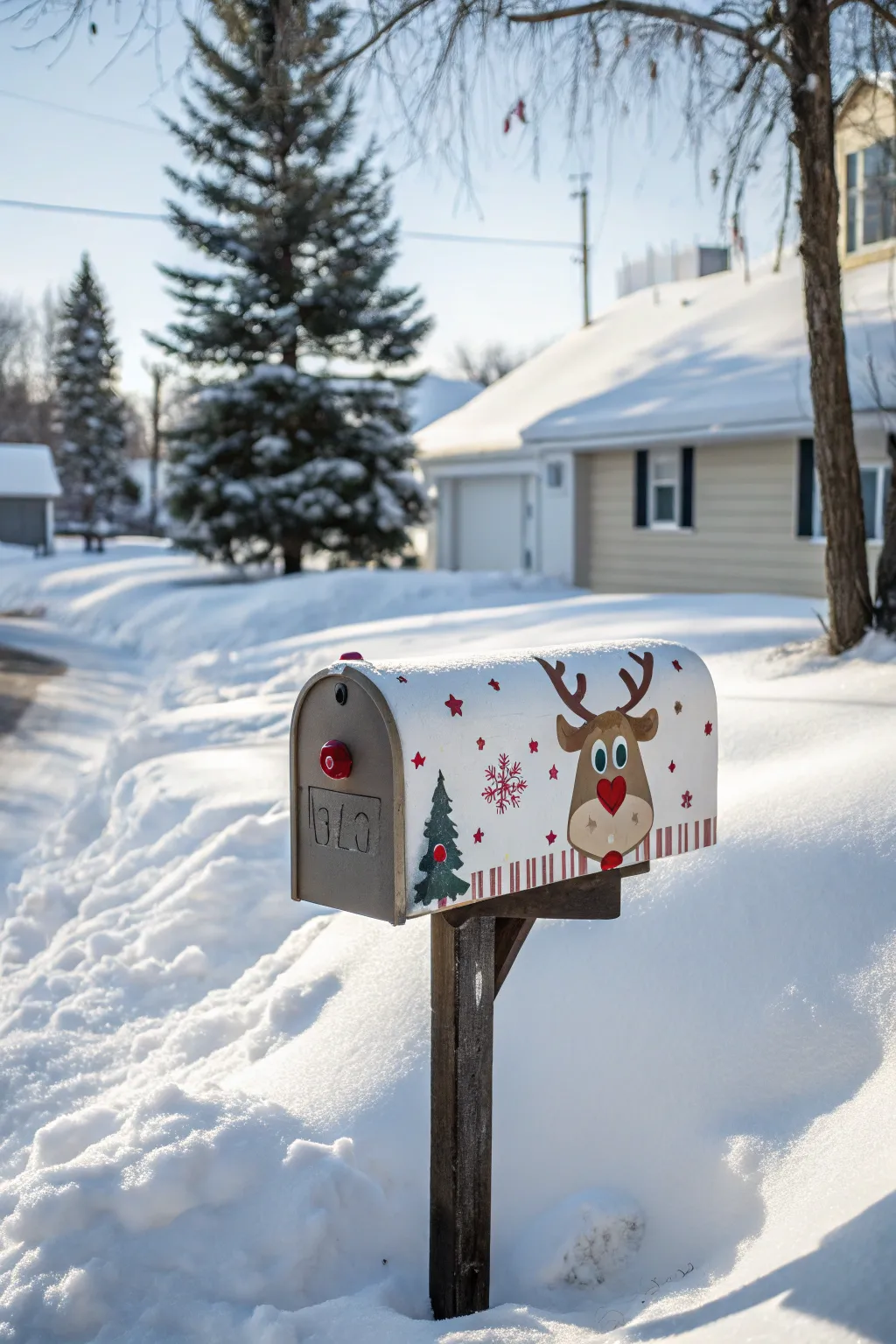 Bring a playful touch to your decor with reindeer-themed mailbox cover.