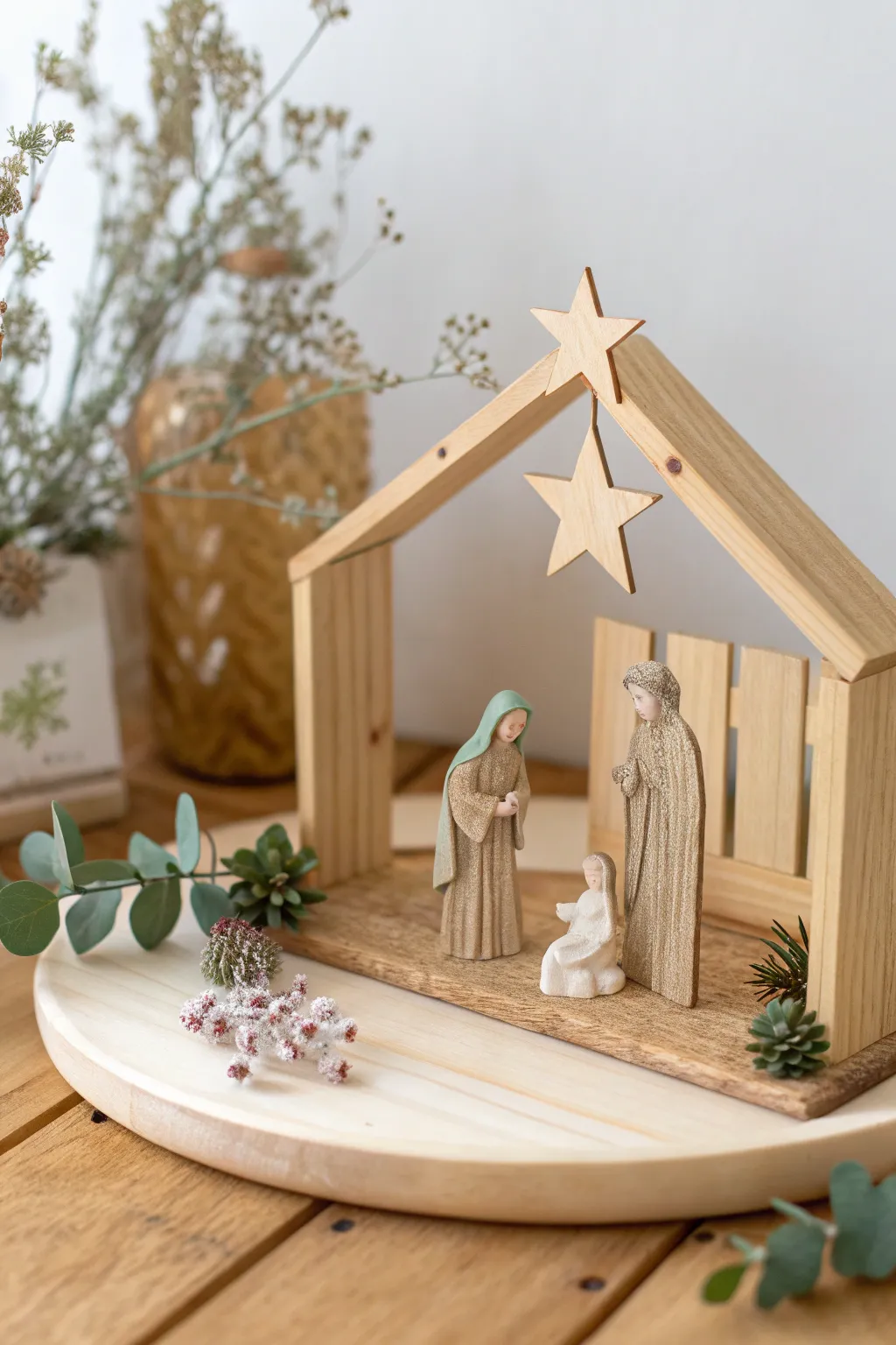 Celebrate the season with a touch of handmade charm—this popsicle stick nativity scene brings minimalist beauty to your holiday decor.