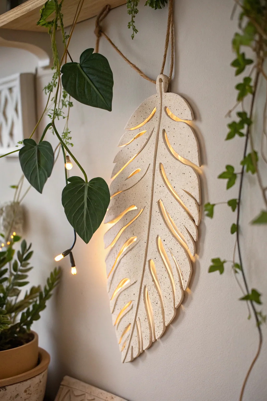 Illuminate your space with a touch of magic: handcrafted clay leaves that glow in the dark.
