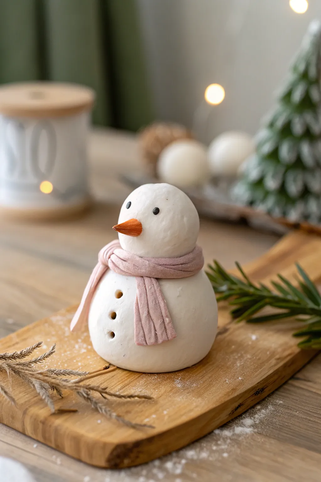 Bring a touch of handcrafted joy to your holiday decor with this charming clay snowman ornament.
