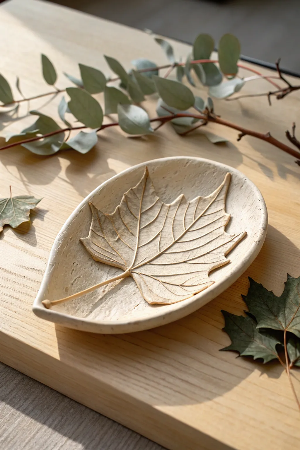 Embrace the timeless elegance of nature with this beautifully crafted clay leaf, perfect for adding a touch of organic charm to any minimalist space.