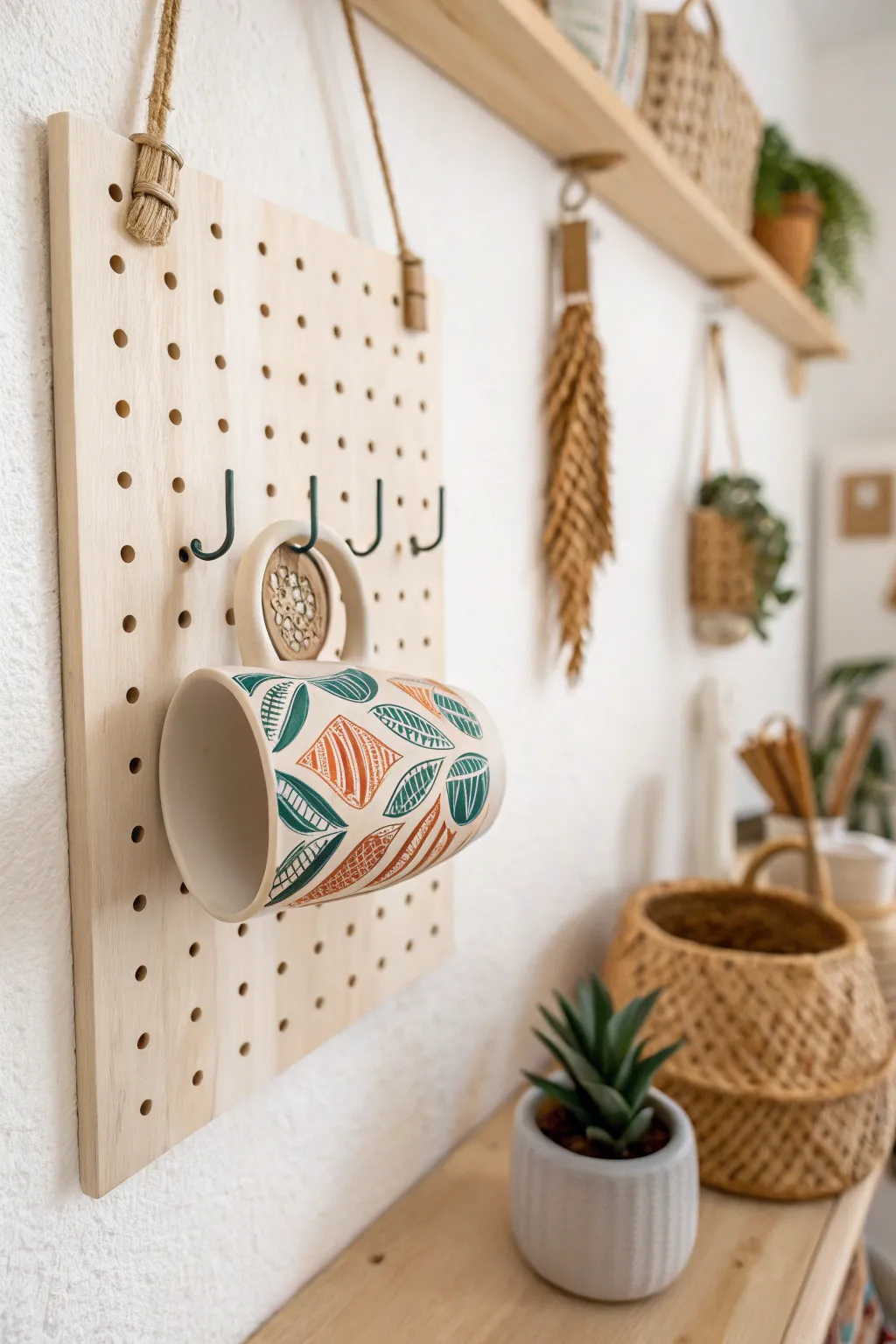 Elevate your coffee nook with this chic upcycled pegboard—where style meets functionality.