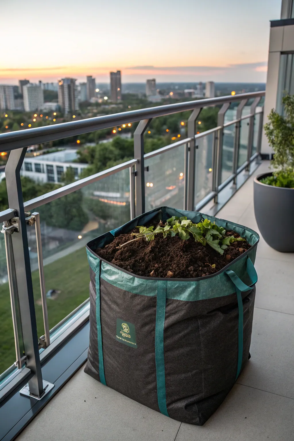 Urban Balcony Bags: Craftsmanship meets city living in this stylish composting solution.