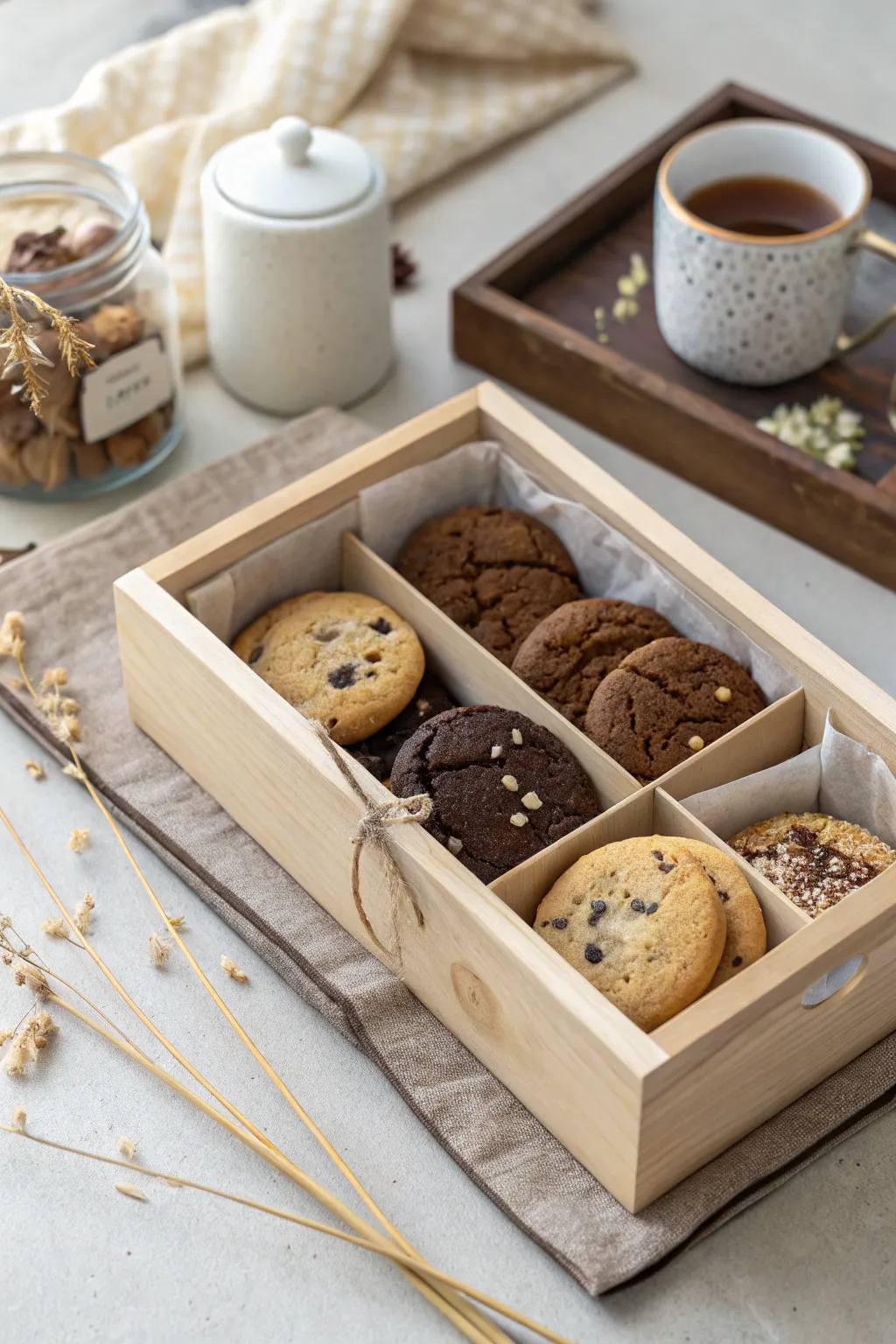 Delight in the simple elegance of a beautifully crafted cookie gift box, perfect for sharing sweet moments.