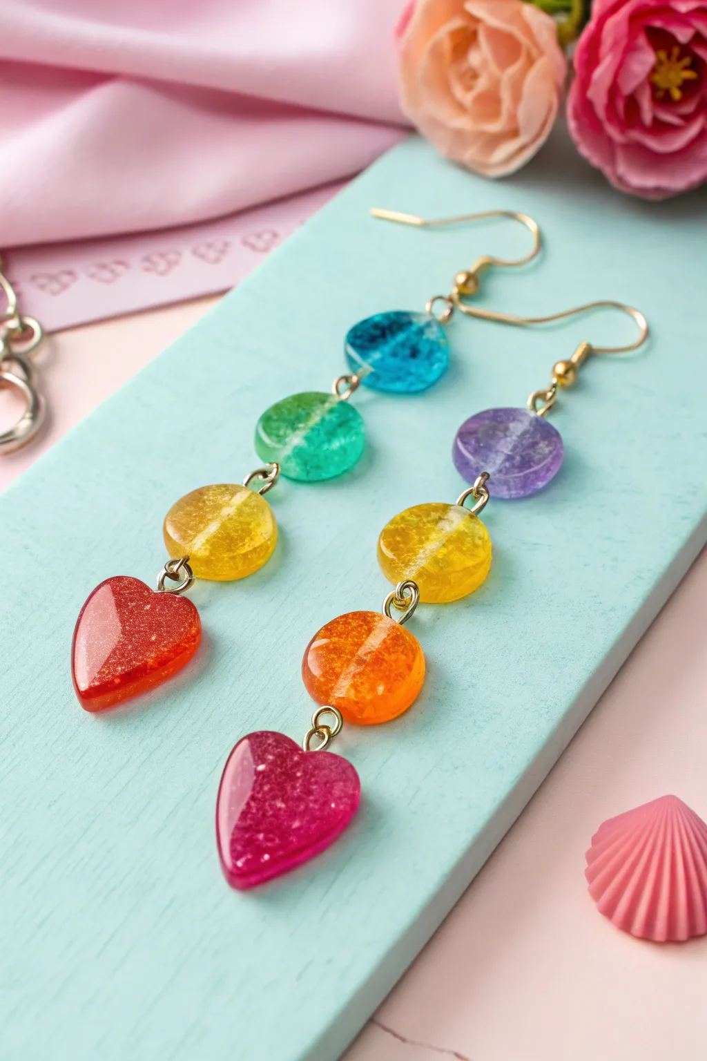 Vibrant resin earrings that express bold personality.