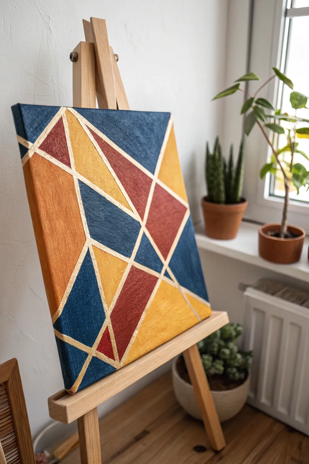 Transform your space with striking geometric art—bold shapes and colors meet Scandinavian simplicity.