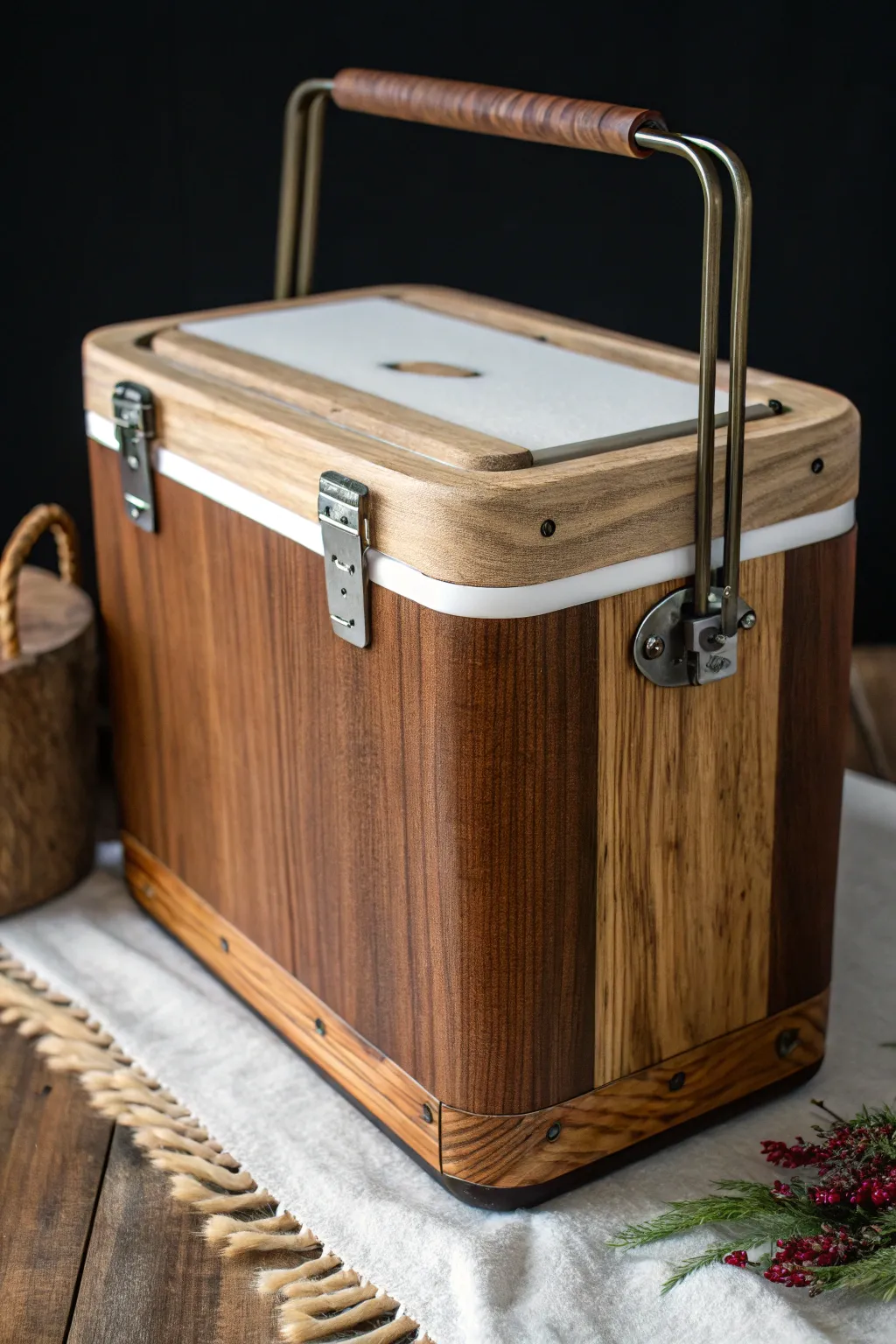Elevate your cooler game with eco-friendly elegance. Discover the beauty of reclaimed wood in every detail.