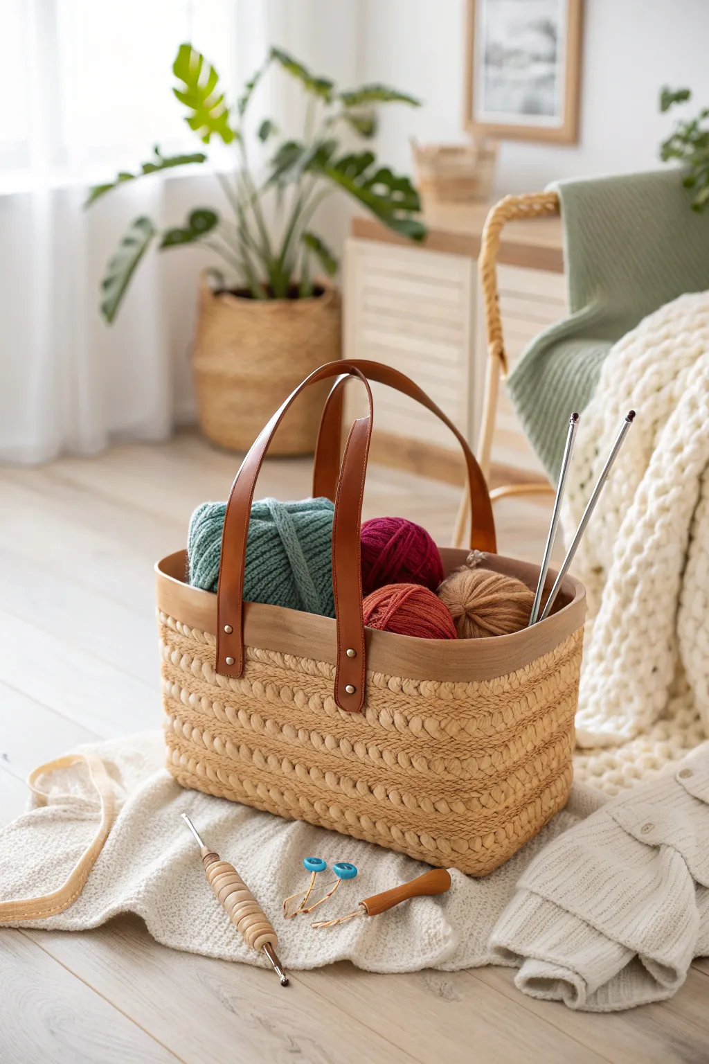 Craft on the go with elegance and ease. ✨🧶 #CraftTote #ScandiBoho