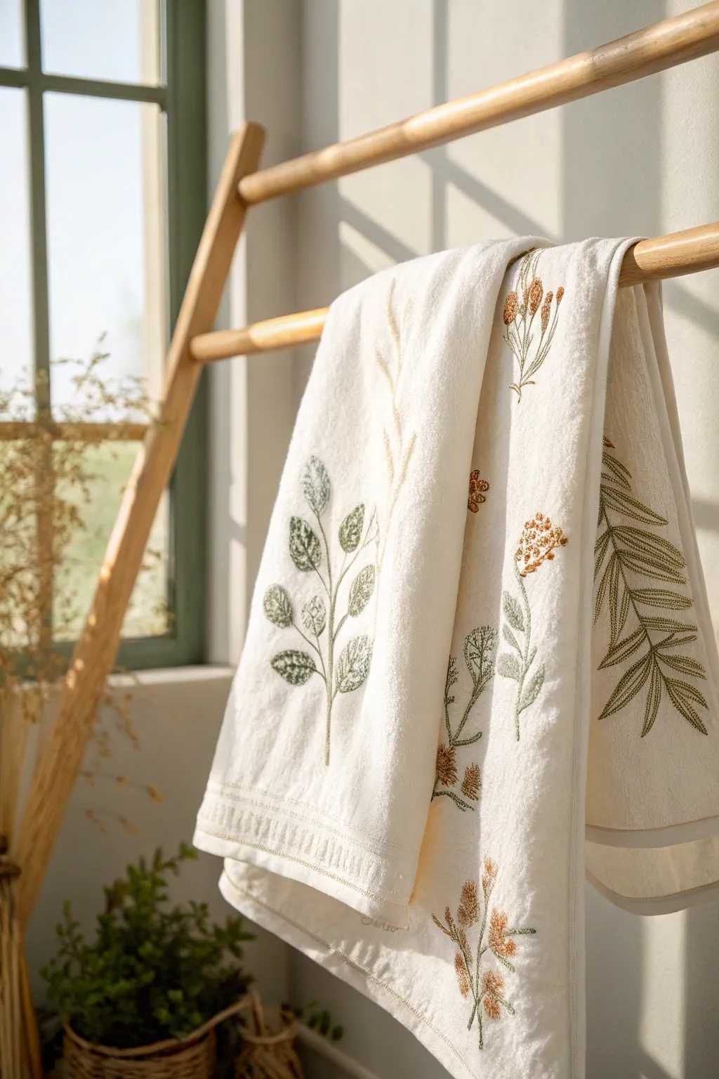Elevate your holiday gifting with these elegantly embroidered hand towels, a perfect blend of simplicity and handmade charm.