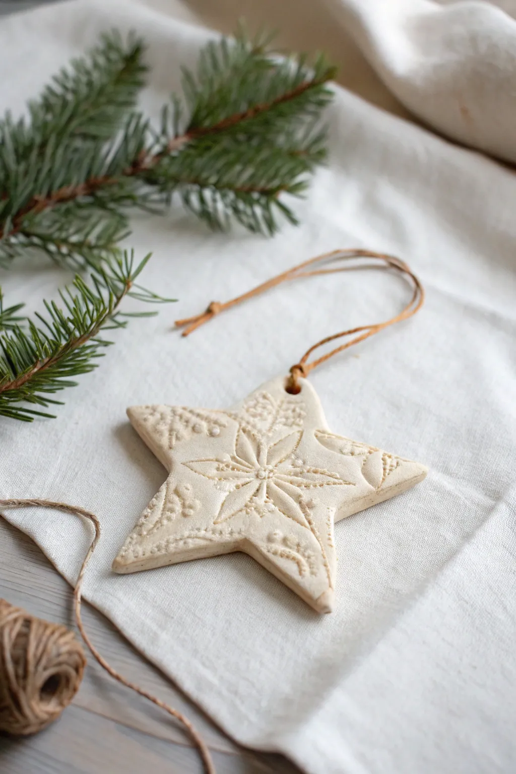 Embrace the charm of handmade with a beautifully crafted clay star ornament, perfect for adding a touch of elegance to your holiday decor.