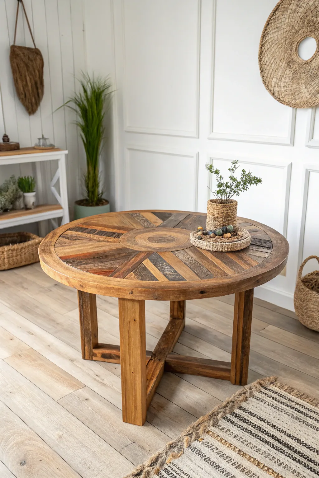 Embrace sustainable style with this eco-friendly reclaimed wood craft table.