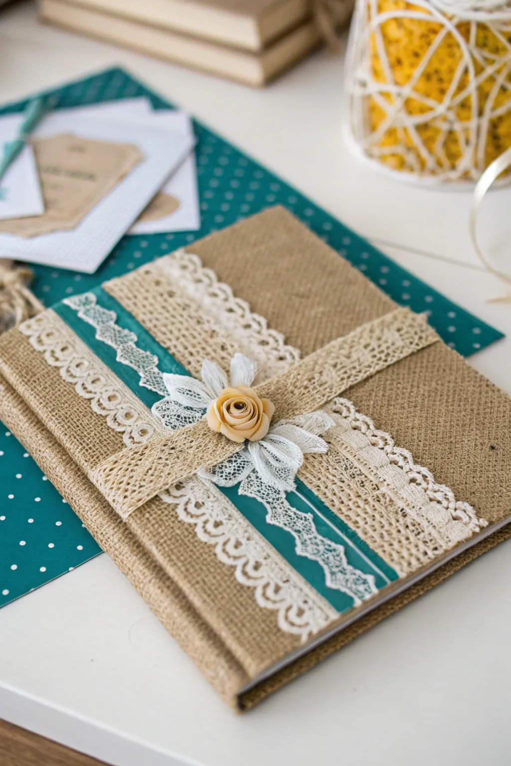 Elevate your scrapbook with the charm of layered textures—where rustic meets elegance.
