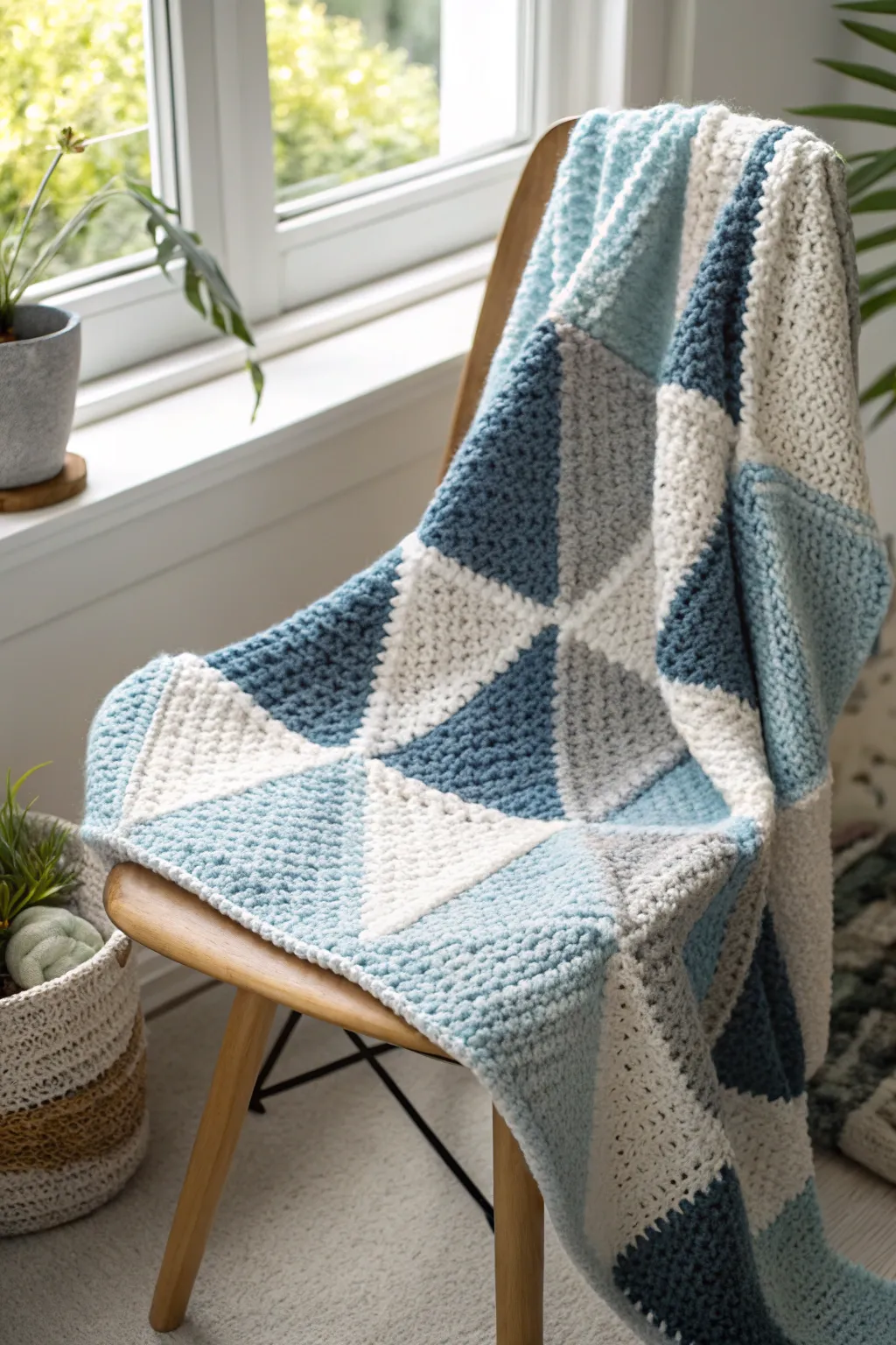 Modern Geometric Crochet: A cozy conversation starter for your nursery.
