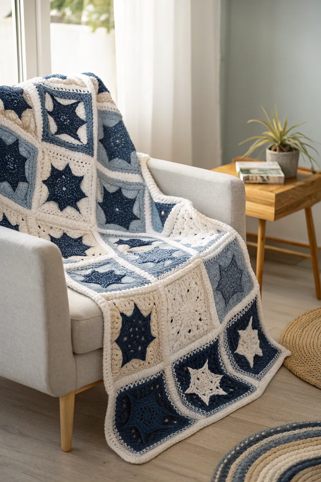 Wrap yourself in the magic of a starry night with this beautifully crocheted blanket. ✨