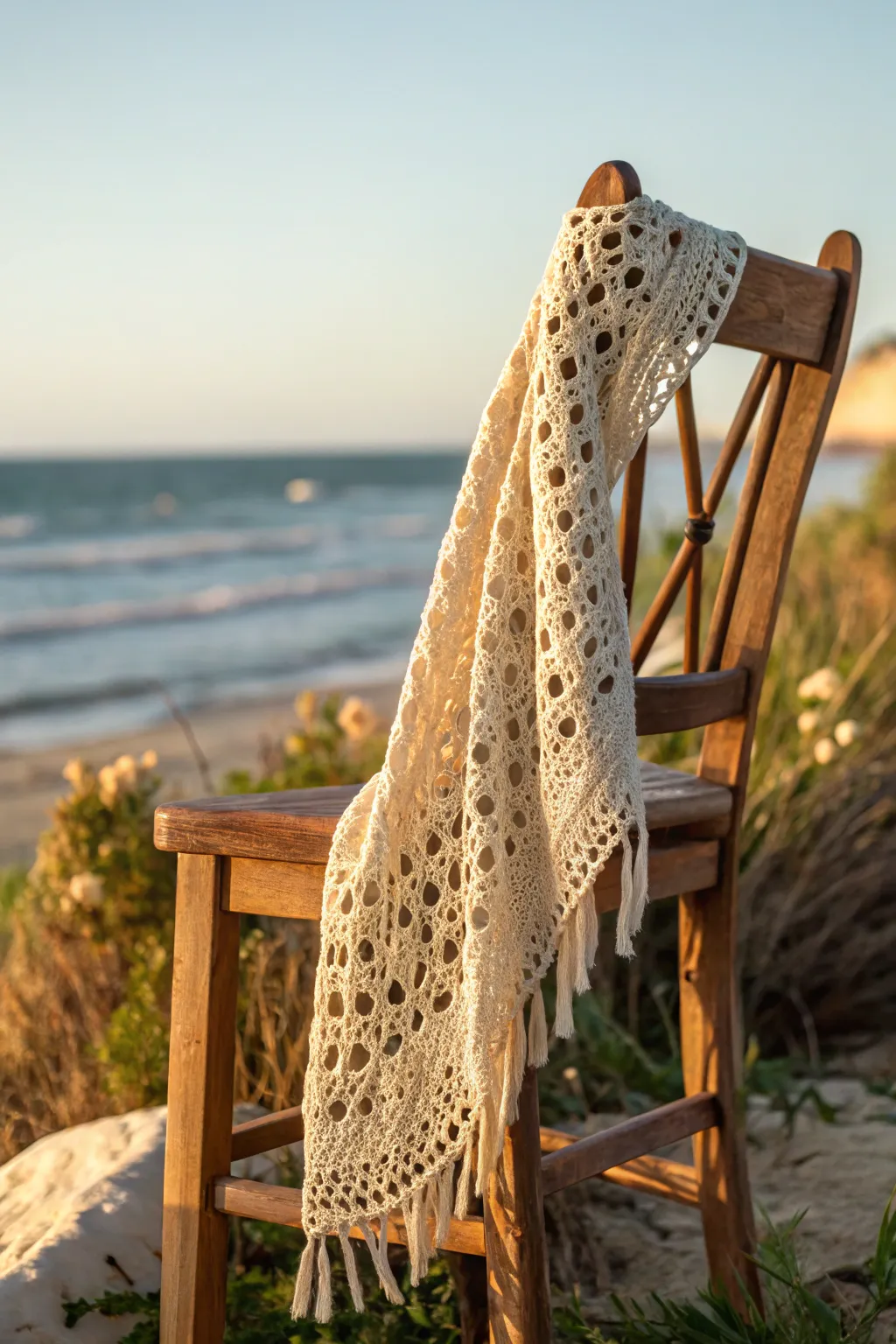 Embrace effortless elegance with this dreamy crochet beach cover.