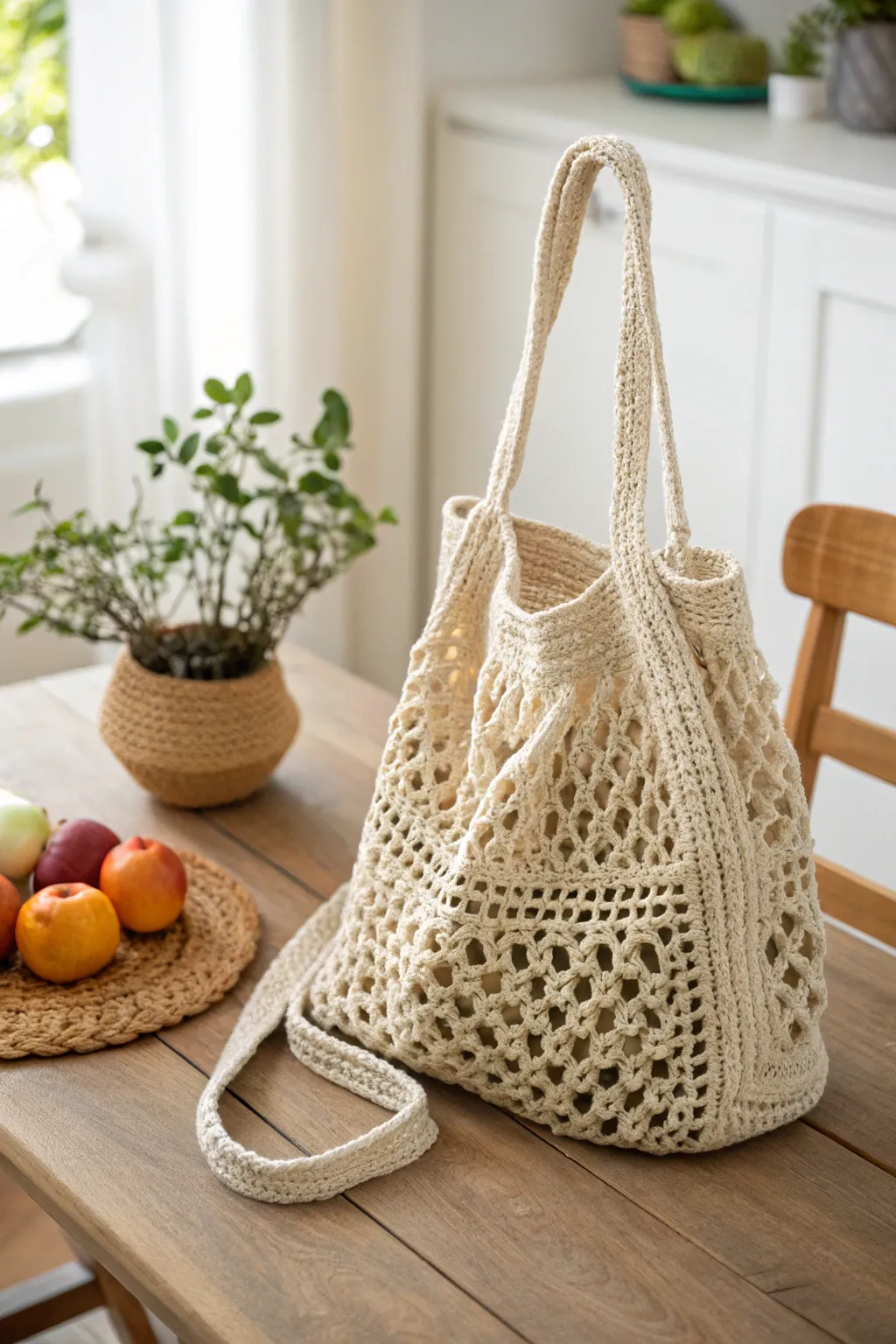 Elevate her market trips with this chic, handcrafted crochet bag. Perfect blend of style and function!