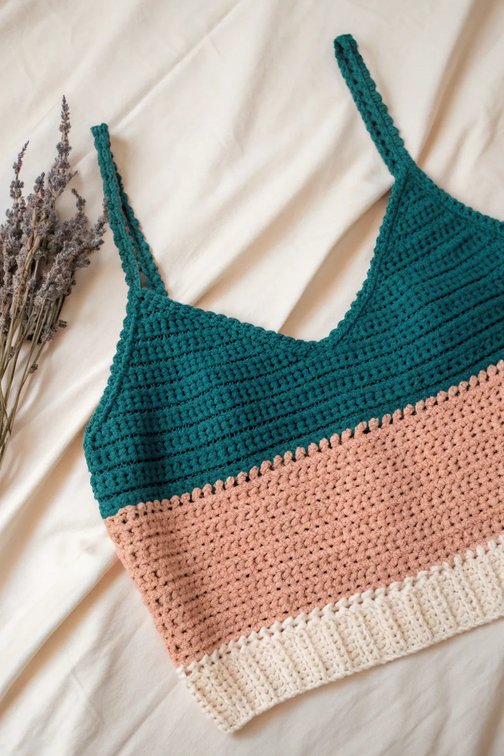Elevate your style with a chic color block crochet top; where craftsmanship meets bold design.
