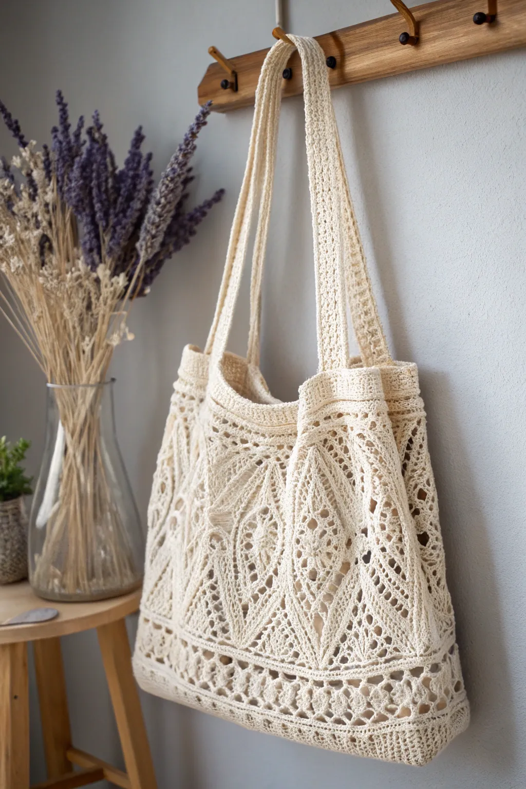 Lacy Elegance: A crochet tote that adds a delicate touch to any outfit. Perfect for those who appreciate the beauty of craftsmanship.