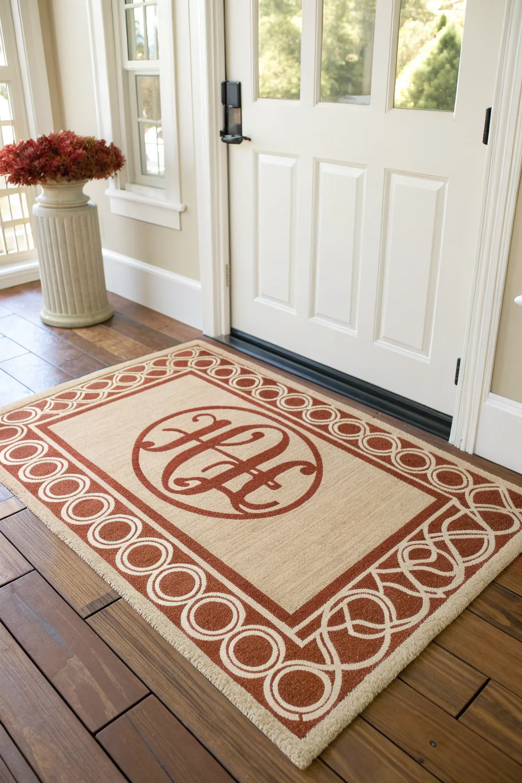Elevate your entryway with the timeless elegance of a monogrammed mat—where personal style meets polished sophistication.