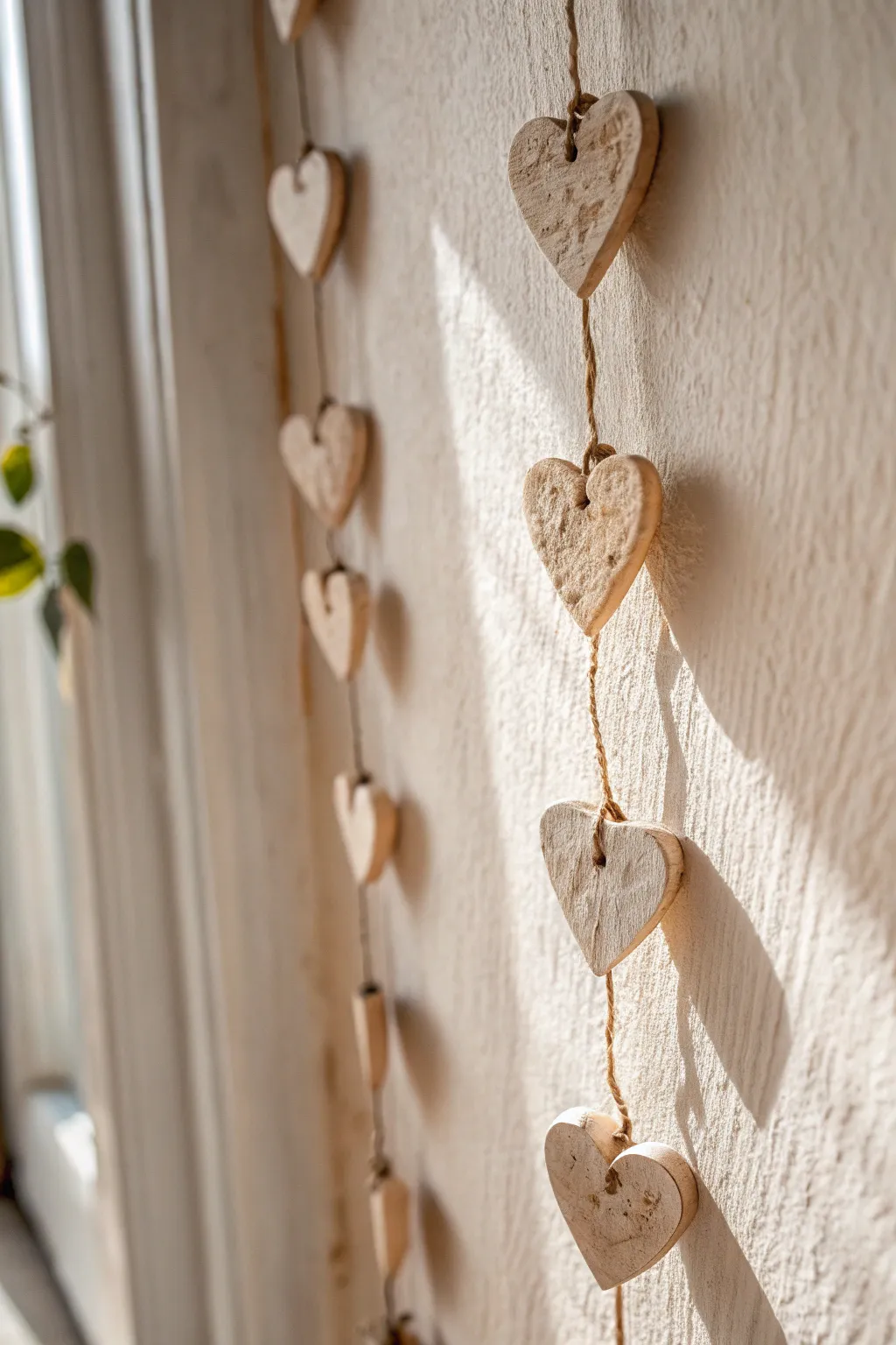 Add a touch of romance to your space with a handmade clay heart garland. 💕