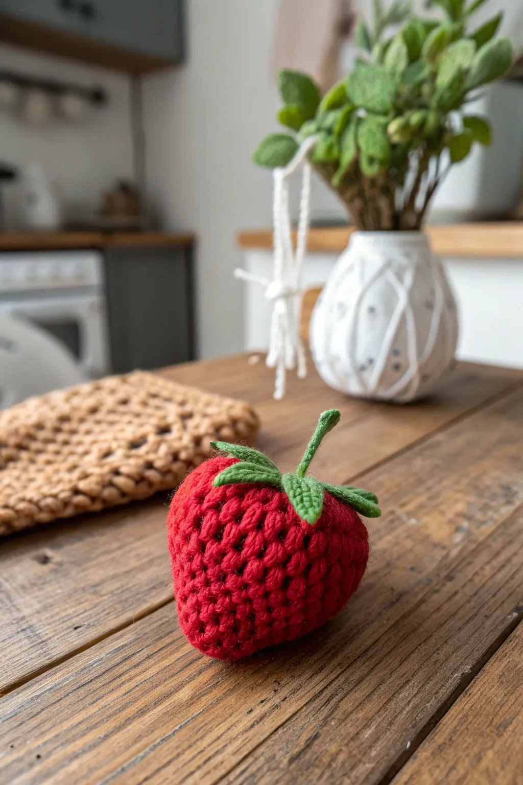 Add a touch of whimsy to your kitchen with adorable crochet food decor.