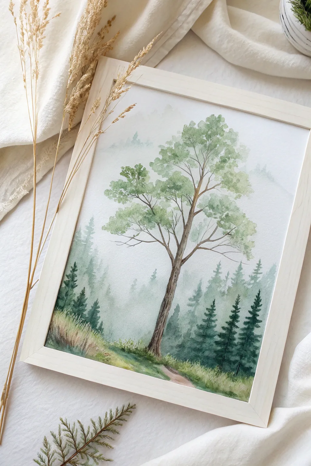 Dive into the serene beauty of an enchanting forest scene, where simplicity meets artistry.