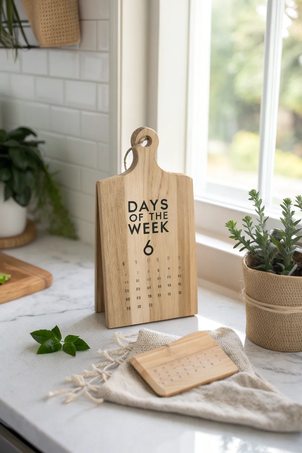 Elevate your organization game with a chic cutting board calendar—where simplicity meets style.