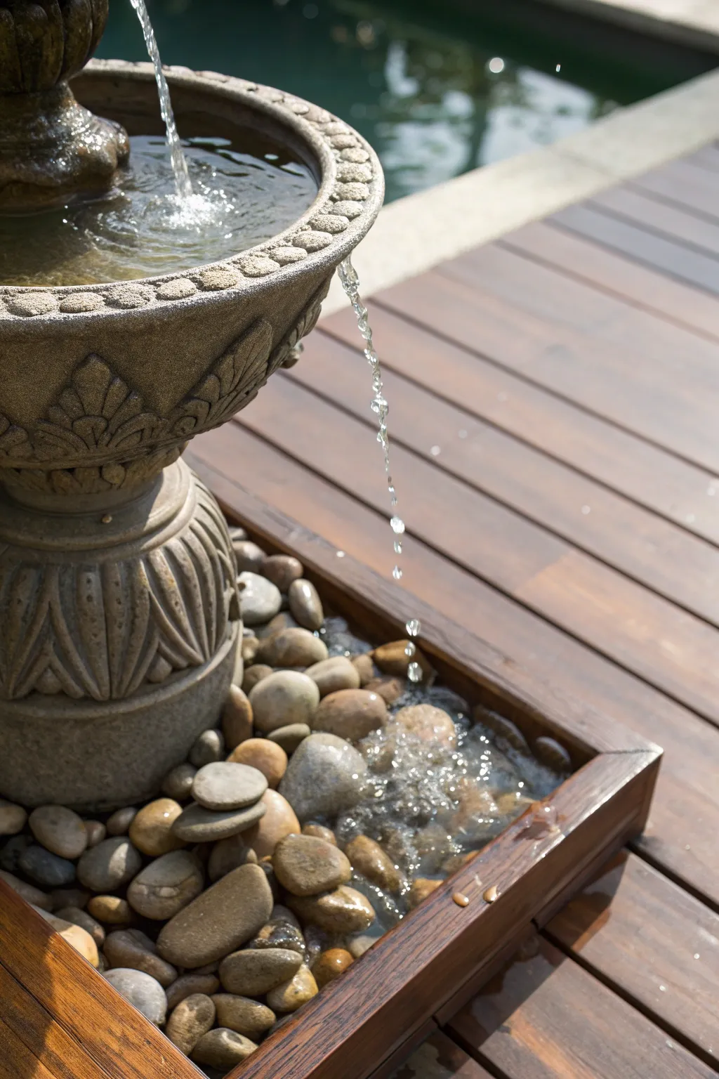 Elevate your deck with the tranquil elegance of a handcrafted water feature.