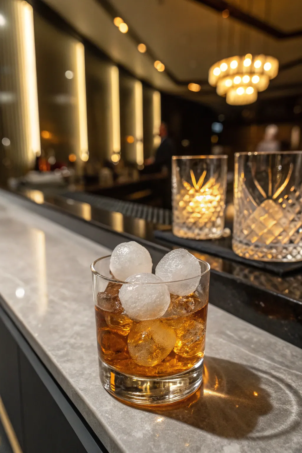 Spherical ice cubes offer both style and function.