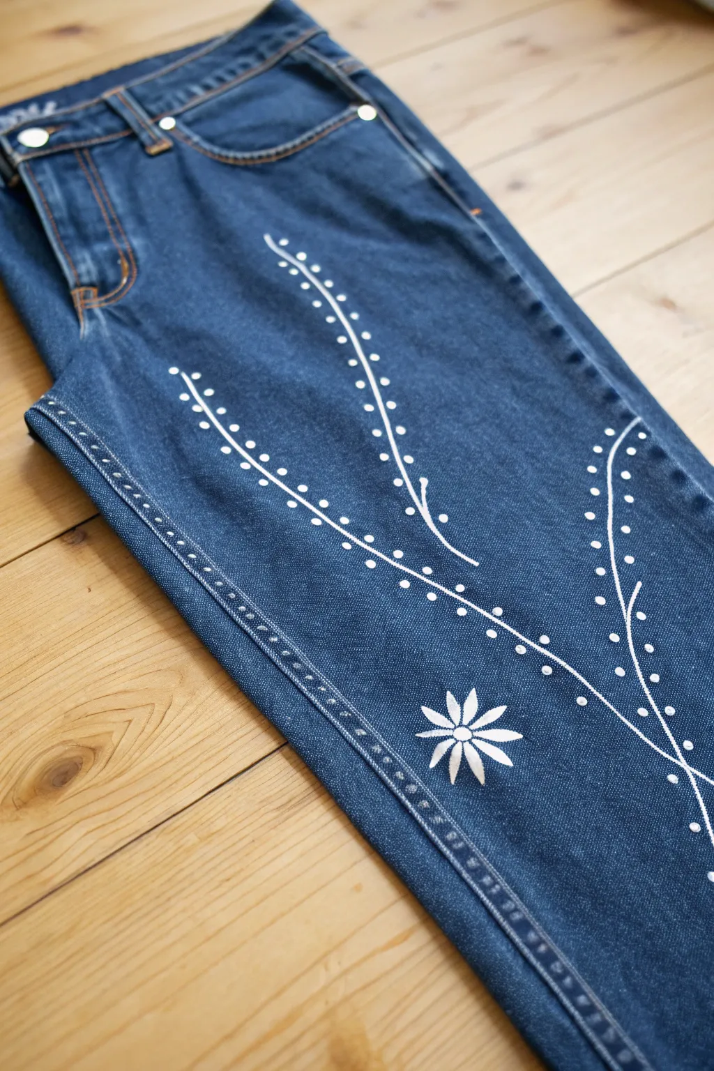 Embrace the elegance of simplicity with this minimalist denim masterpiece.