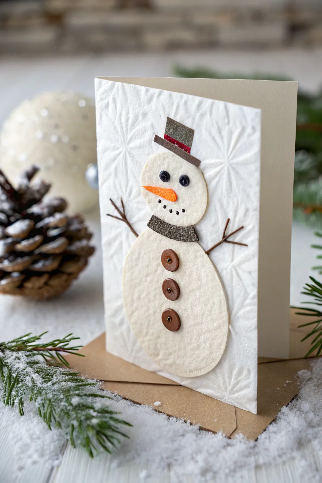 Embrace the joy of the season with this elegant snowman card, where simplicity meets artistry.