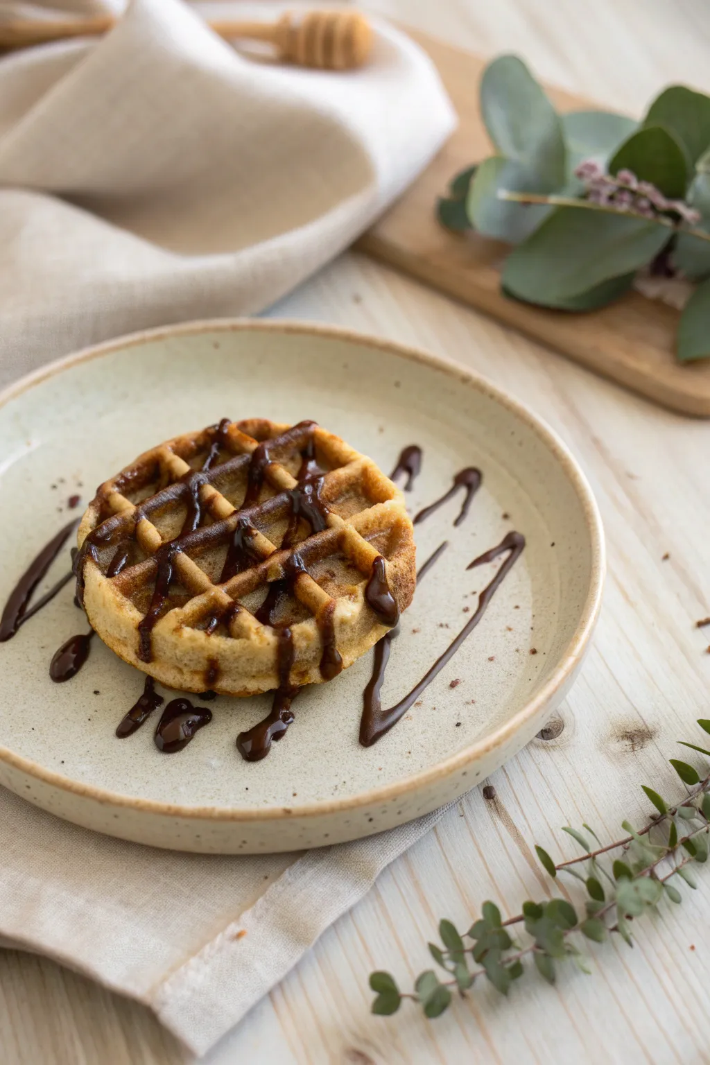 Indulge in a playful twist on dessert with mini waffles drenched in luscious chocolate—a perfect blend of simplicity and bold flavors.