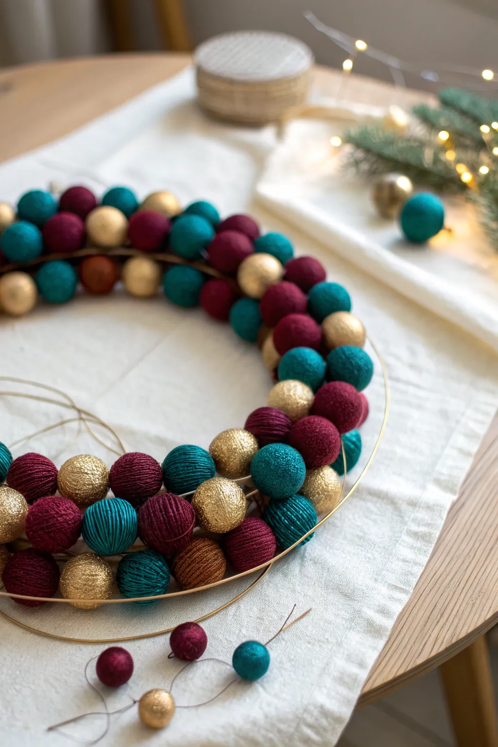 Sparkle and Shine: Create your own beaded advent wreath for a touch of minimalist elegance.