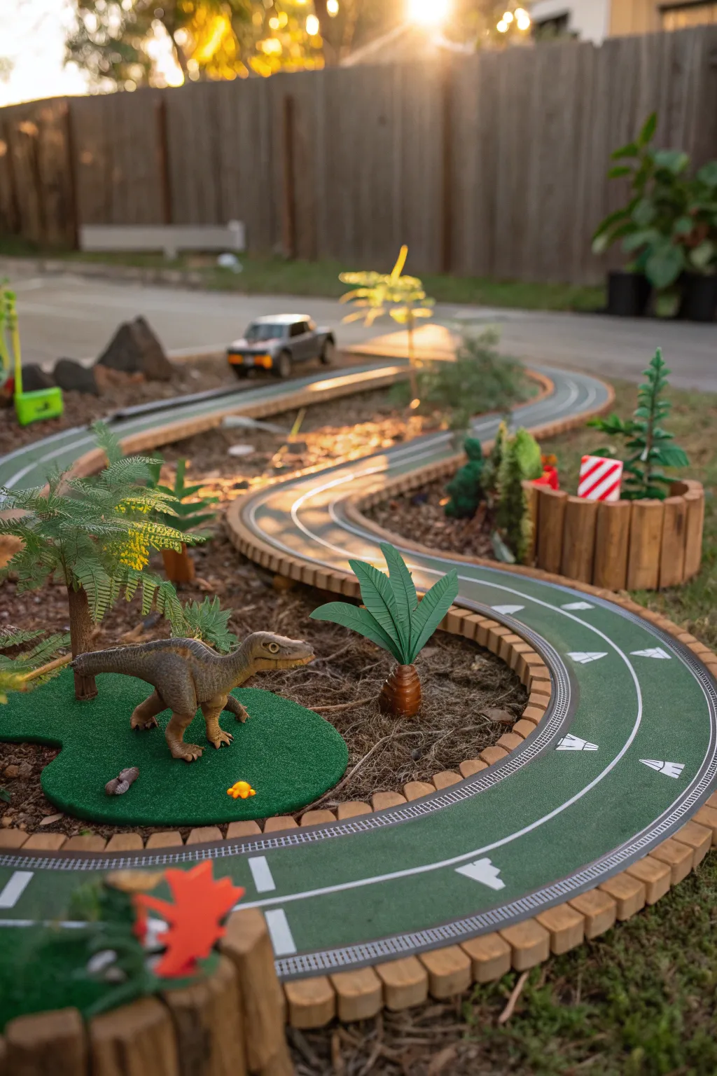 Unleash your creativity with themed race days; bring dinosaurs to life on your DIY backyard track!