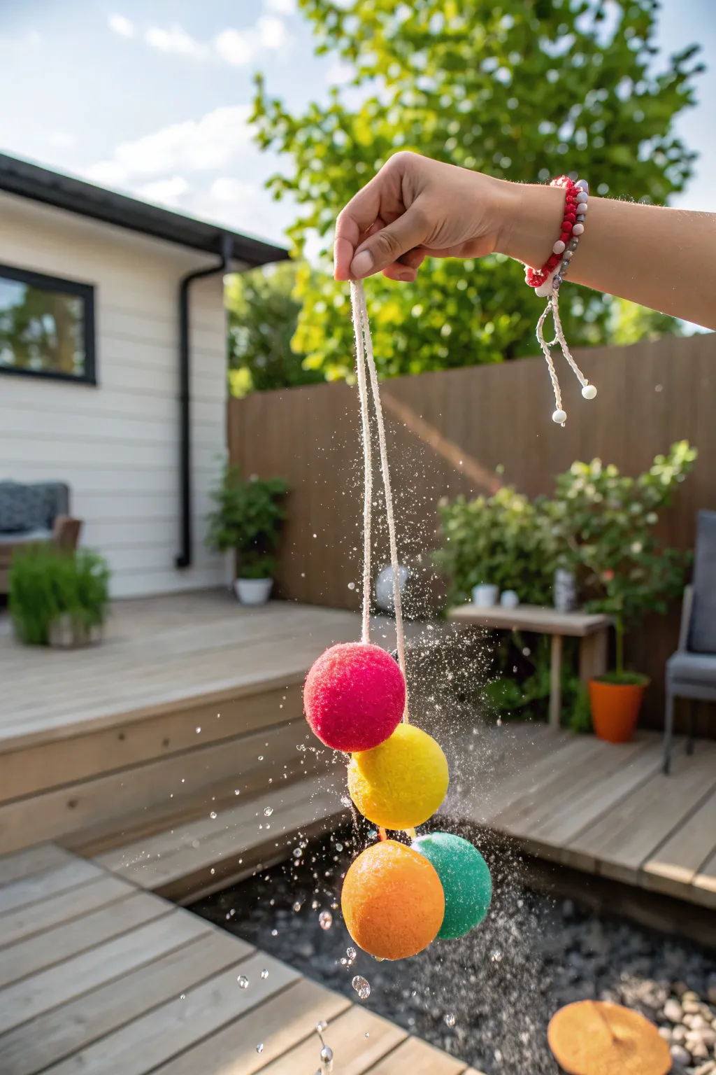 Catch the splash of fun with this vibrant DIY sponge ball toss!