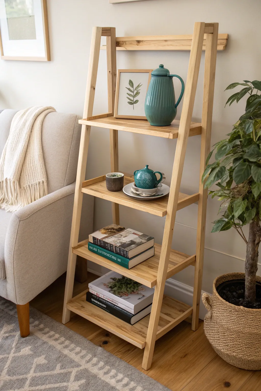 Create a serene escape in your home with this DIY bakers rack setup—perfect for book lovers and tea enthusiasts alike.
