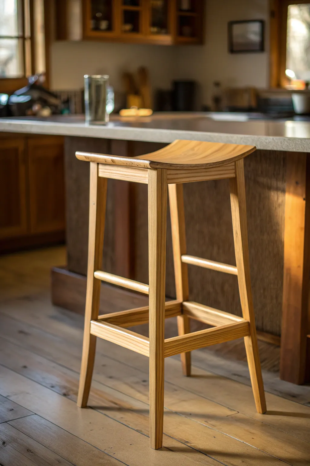 Elevate your space with sustainable style: handcrafted bamboo barstool for the eco-conscious craftsman.