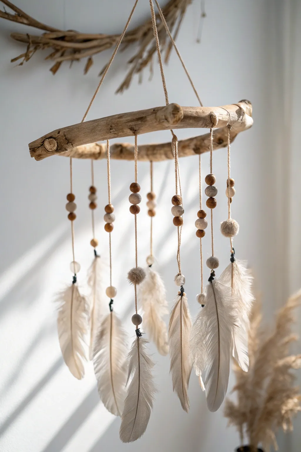 Elevate your space with this enchanting boho mobile, a perfect blend of nature's elegance and artisanal charm.