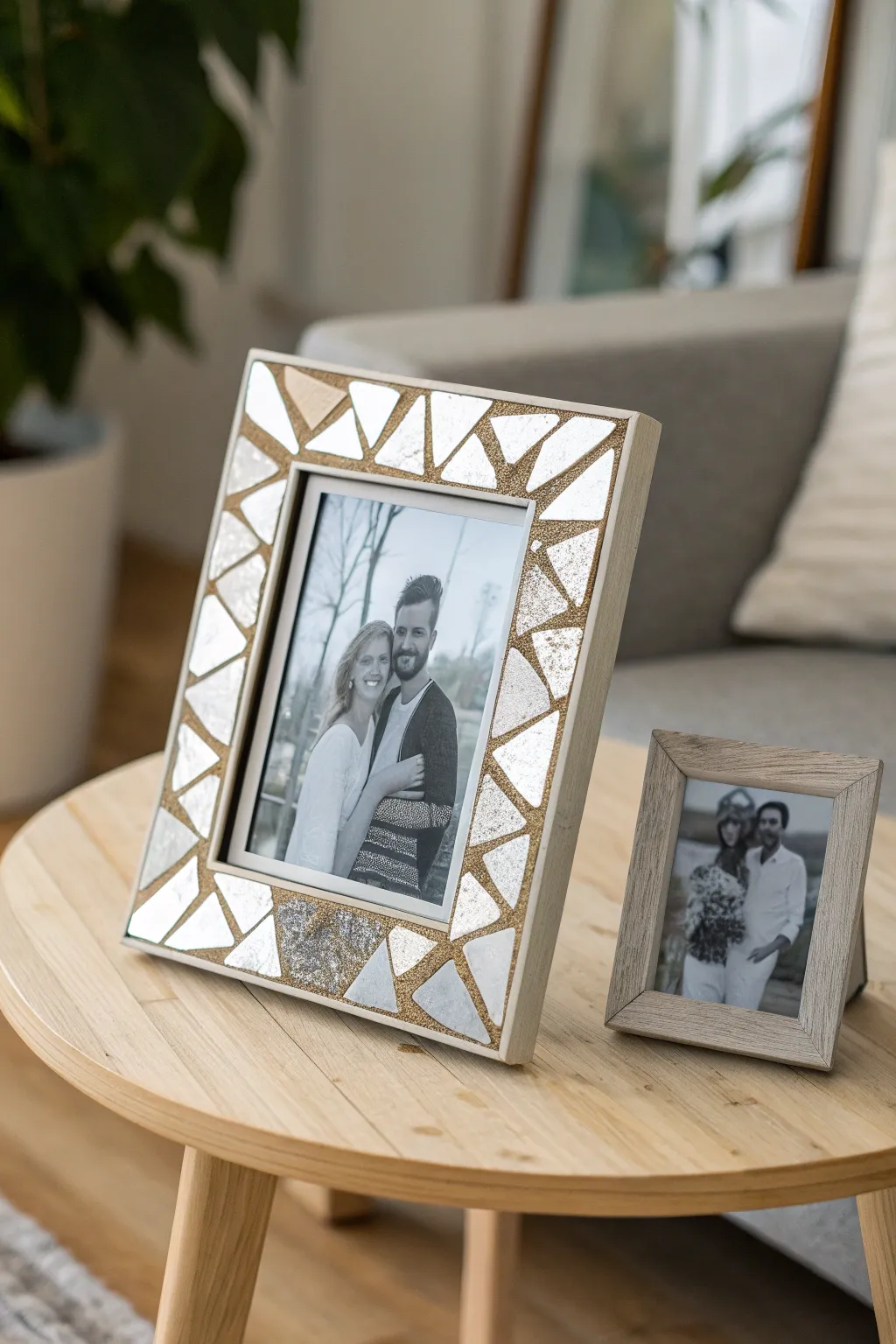 Reflecting Love: A unique mosaic frame that captures memories in shimmering style.