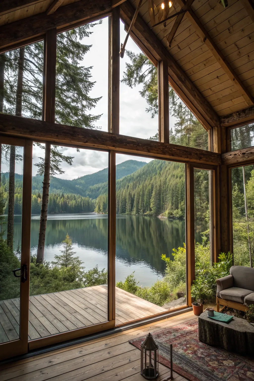 Embrace the beauty of nature with a glass frontage cabin, where craftsmanship meets serene views.