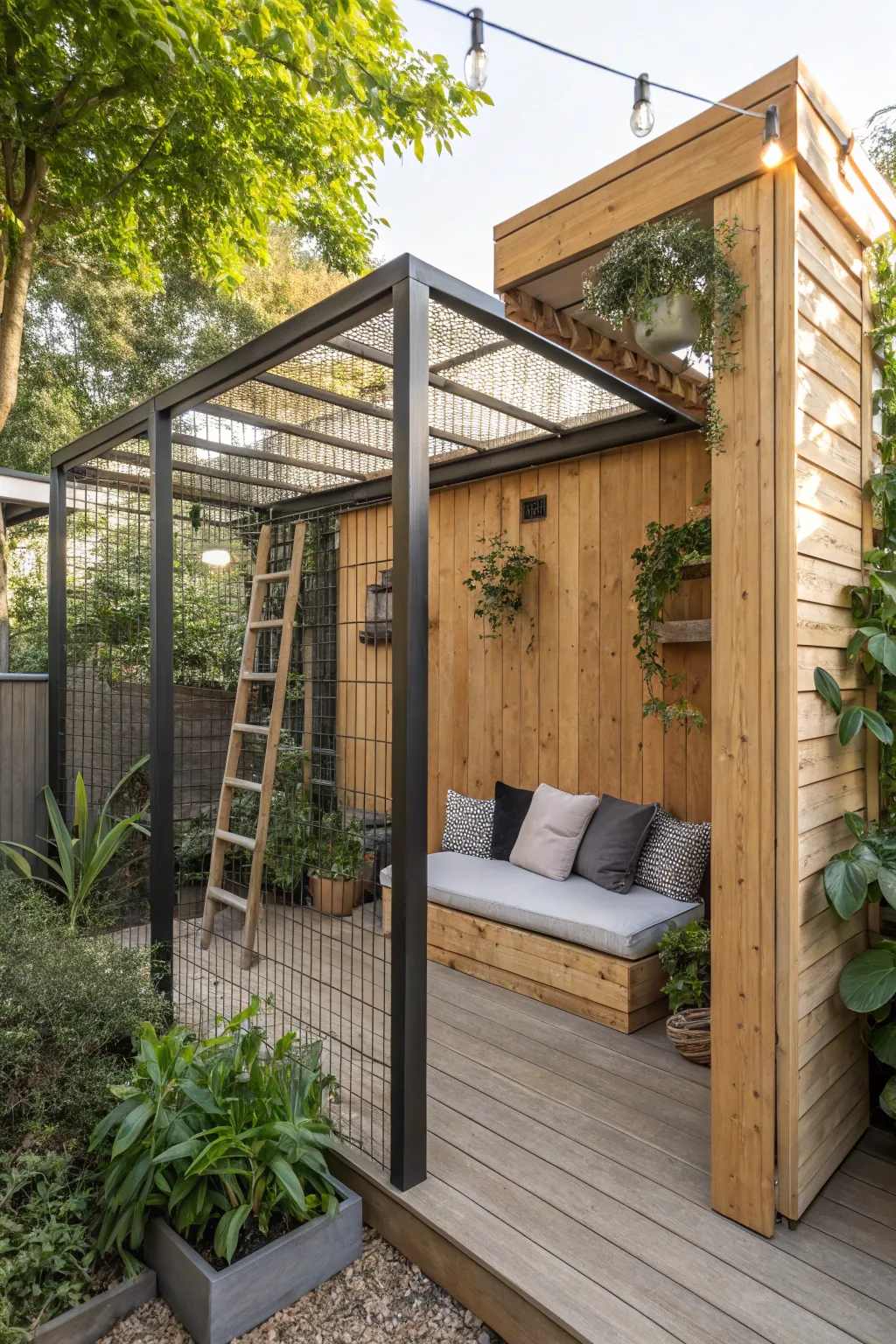 Embrace elegance and durability with a catio that's a weather-proof haven for your feline friend.