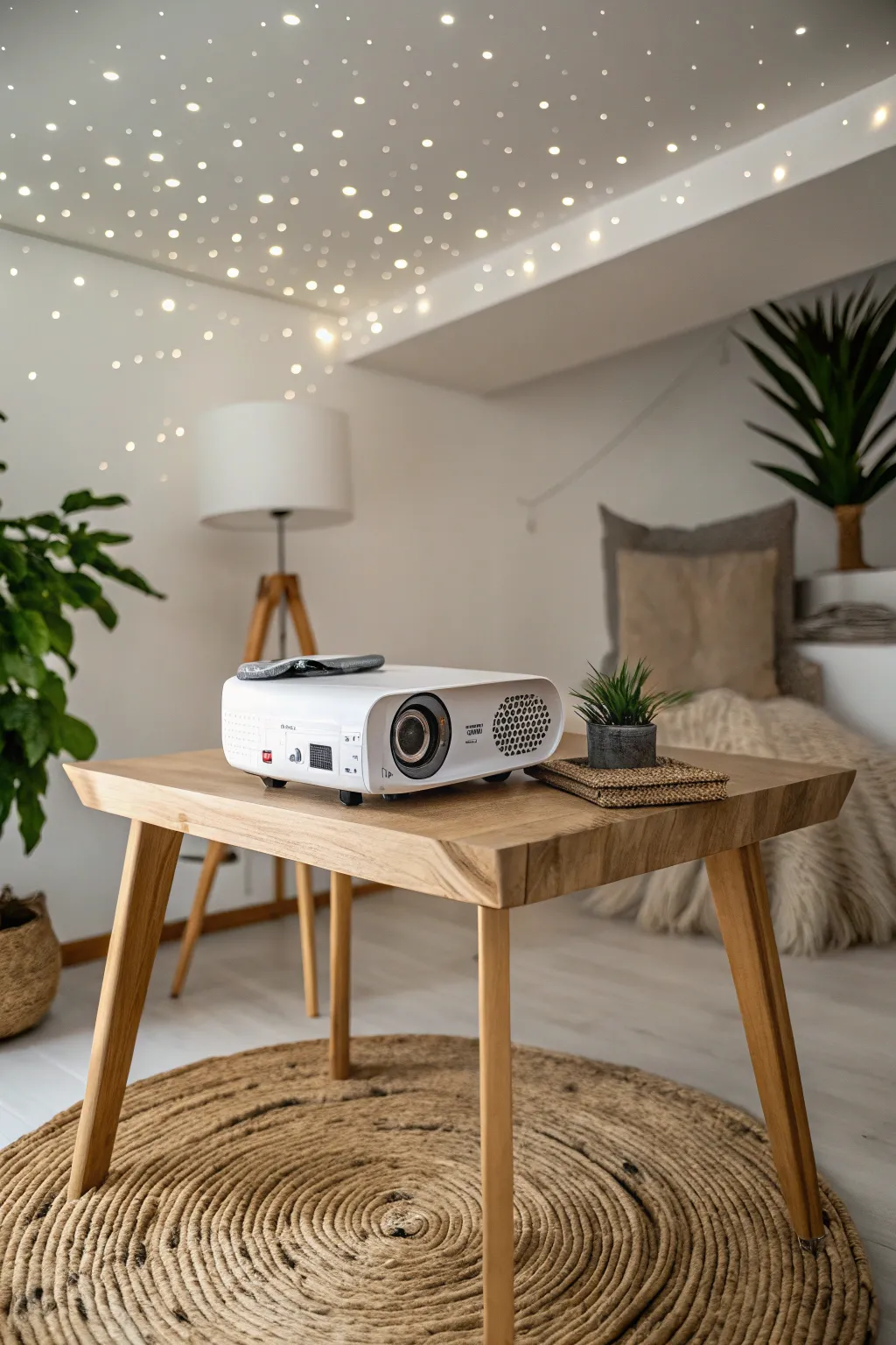 Transform your ceiling into a serene starry night with this minimalist light projector—a touch of magic for your festive decor.