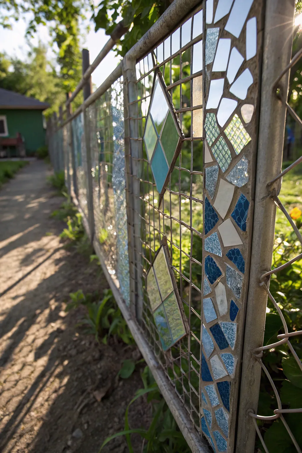 Transform your fence into a masterpiece with mosaic magic.