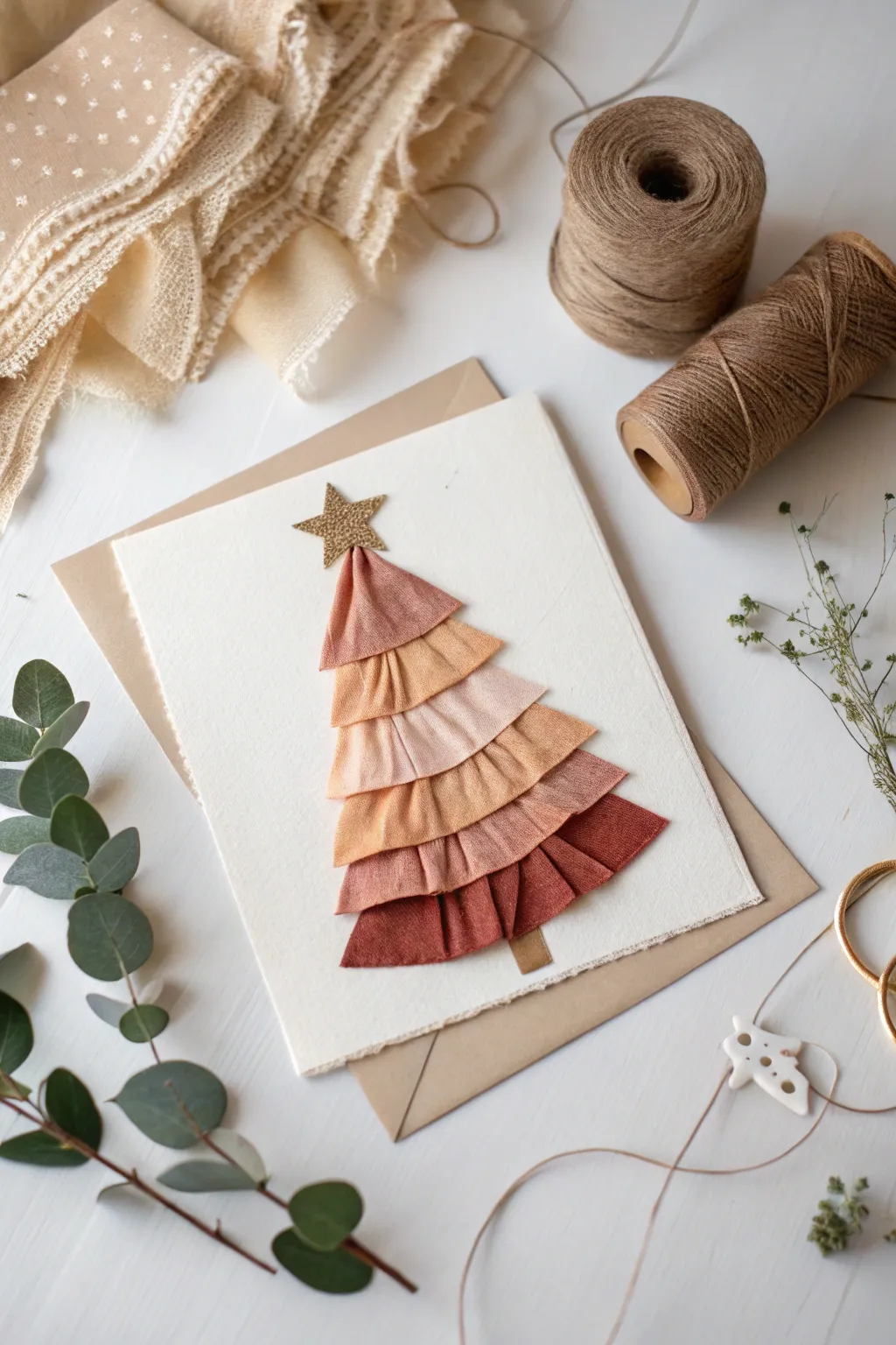 Elevate your holiday greetings with the charm of fabric textures. Make each card a unique masterpiece.